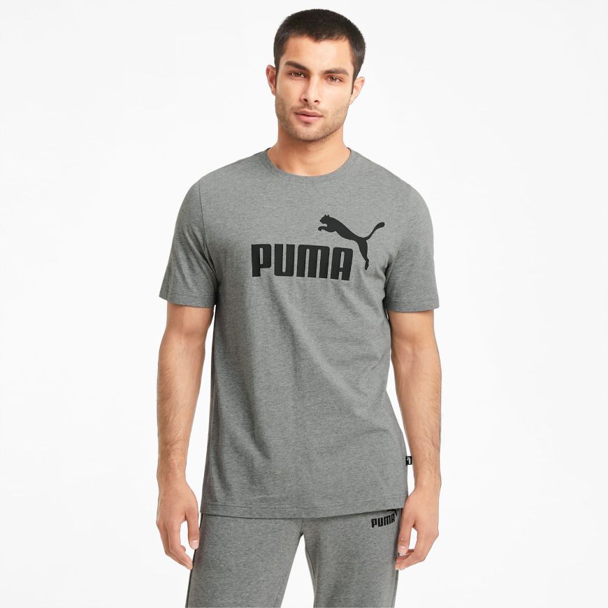 Puma Essential Logo Men Lifestyle T-Shirt Grey Heather