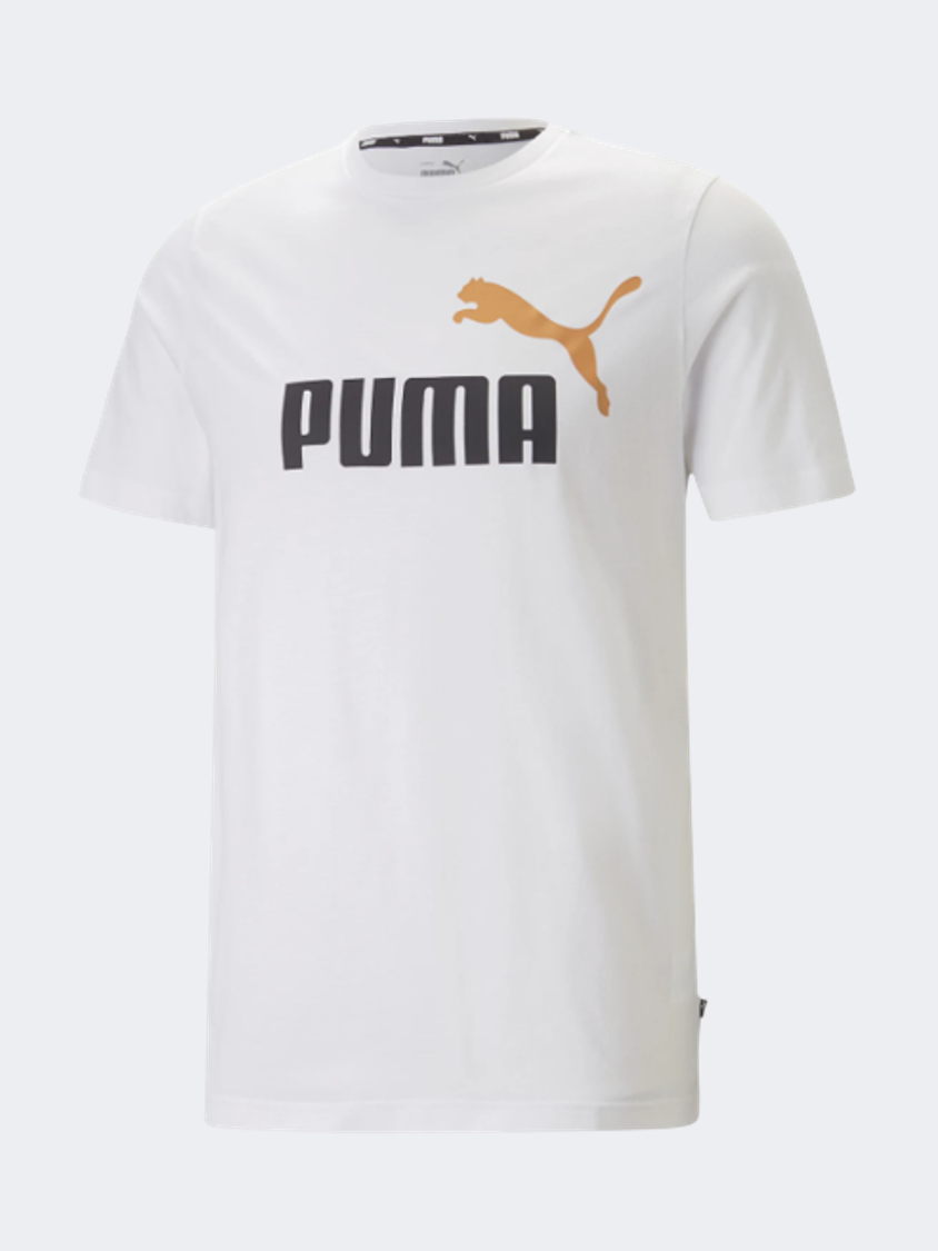 Puma Essentials+ 2 Colour Logo Men Lifestyle T-Shirt White/Navy