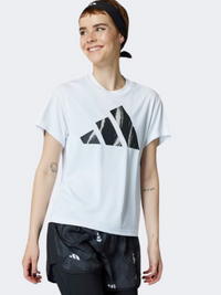 تيشيرت جري نسائي Adidas Run It Brand Love أبيض