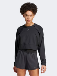 سويت شيرت تدريبي نسائي Adidas Power Cover Up أسود/أبيض