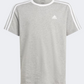 Adidas Essentials 3 Stripes Boyfriend Kids Girls Sportswear T-Shirt Grey/White