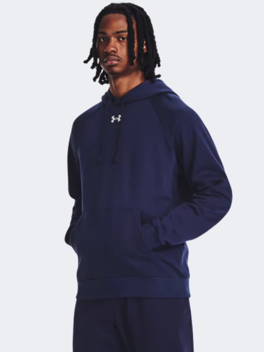Under Armour Rival Fleece  Men Lifestyle Hoody Midnight Navy/White