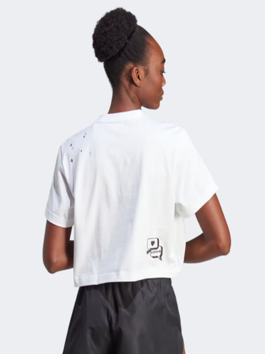 Adidas Scribble Embroidery Women Sportswear T-Shirt White/Black