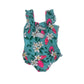 Topten One Piece Flowers Girls Beach Monokini Turquoise Fg212