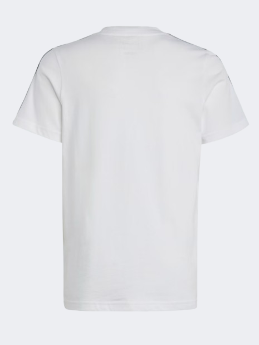 Adidas Essentials 3 Stripes Kids Unisex Sportswear T-Shirt White/Black