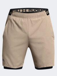 شورت تدريب رجالي Under Armour Vanish 2 In 1 تاوب/أبيض