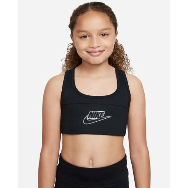 Nike Dri-Fit Swoosh Girls Training Bra Black/White