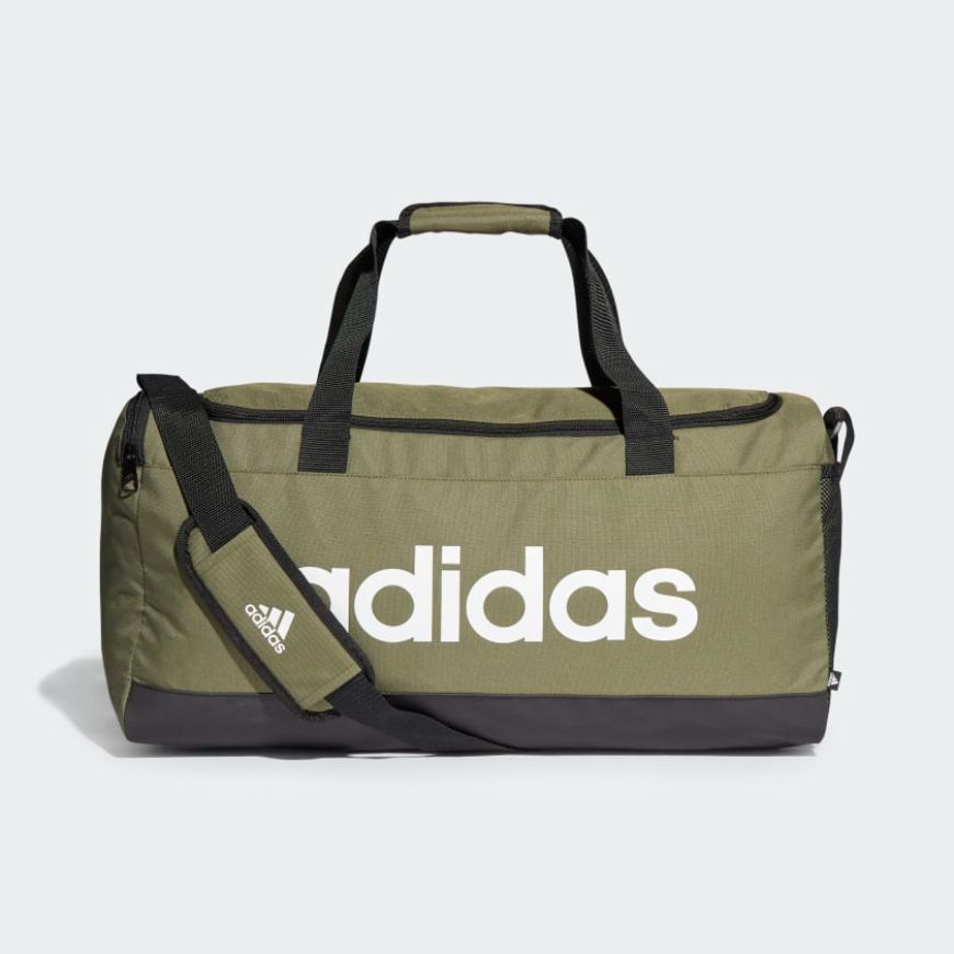 Adidas Essentials Logo Duffel Medium Unisex Lifestyle Bag Olive/White
