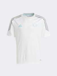 تيشيرت كرة قدم أطفال-للجنسين Adidas Messi أبيض
