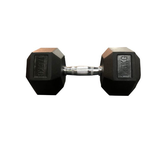Irm-Fitness Factory Rubber Hex Dumbbell 17.5 Kg Fitness Weight Black