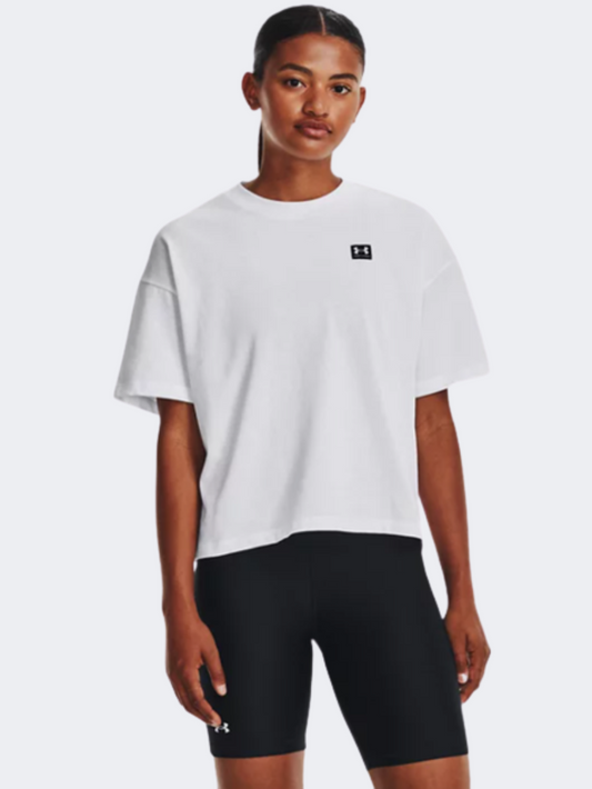 Under Armour Logo Lc Oversized Heavyweight Women Training T-Shirt White/Black