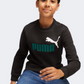 Puma Essentials+ 2 Logo Boys Lifestyle Sweatshirt Black/Malachite