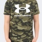 Under Armour Left Chest Logo Boys Training T-Shirt Marine Green/White