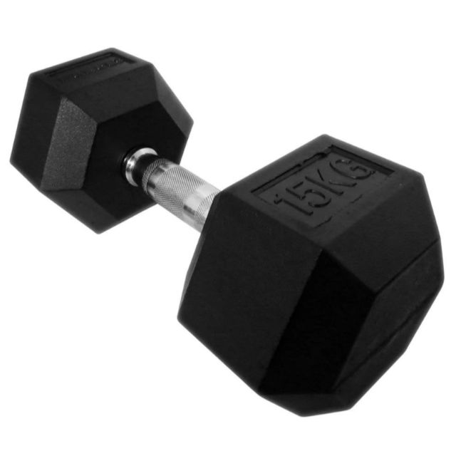 Irm-Fitness Factory Rubber Hex Dumbbell 15Kg Fitness Weight Black