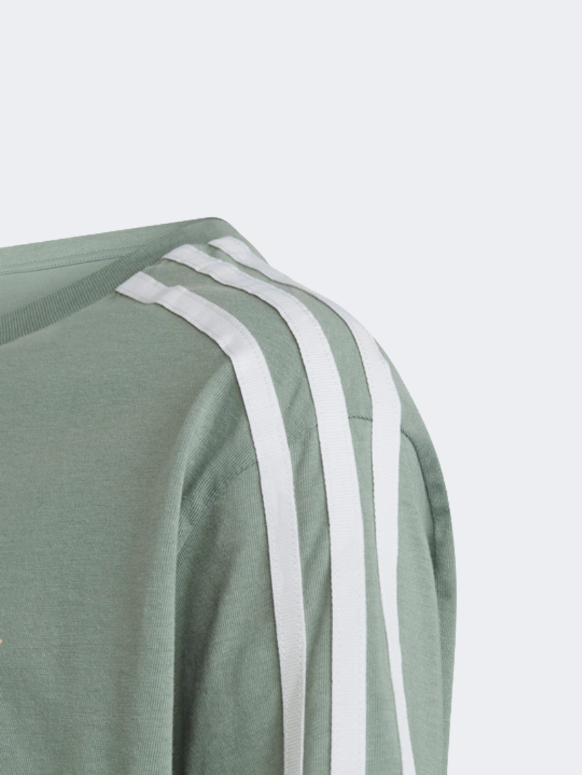 Adidas Animal Print Crop Gs-Girls Original T-Shirt Silver Green
