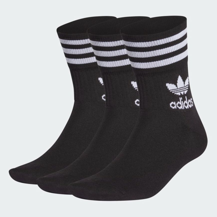 Adidas Mid Cut Crew 3 Pairs Unisex Original Sock Black/White
