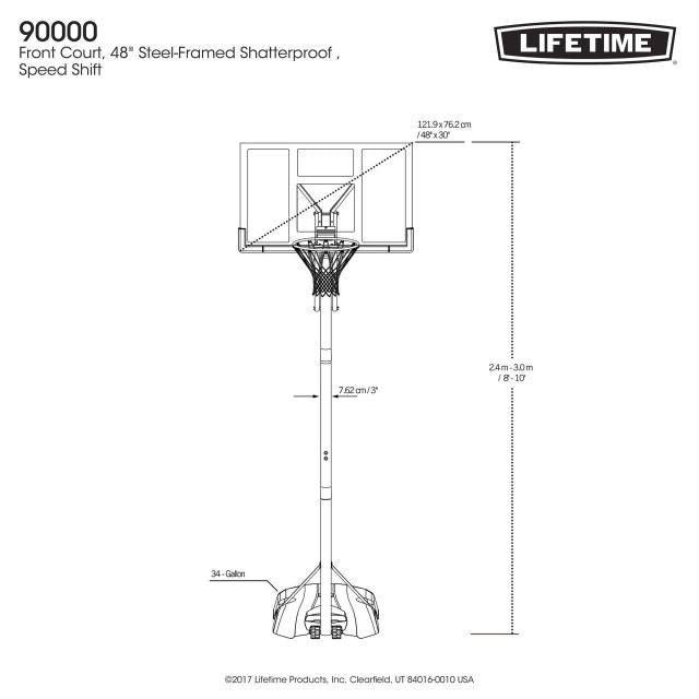 Life Time Portable 48 System Basketball Pole BlueBlack