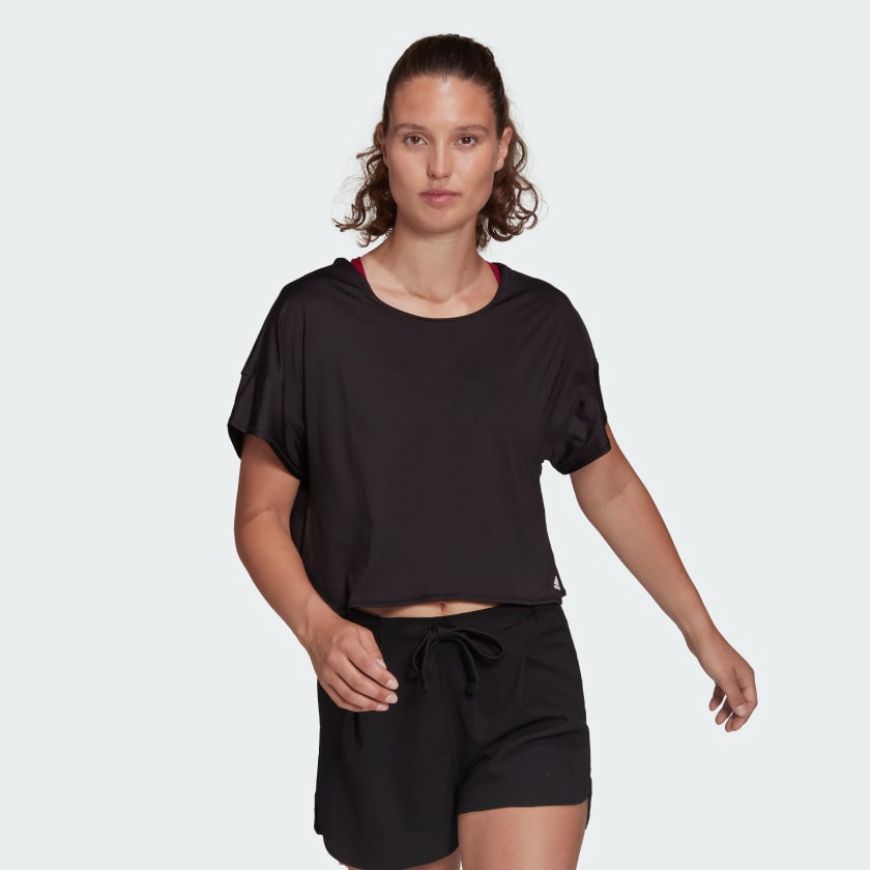 Adidas Studio Backless Women Training T-Shirt Black