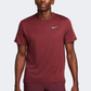 Nike Dri Fit Miler Men Running T-Shirt Night Maroon/Cedar