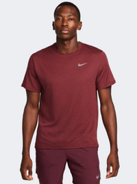 قميص جري رجالي Nike Dri Fit Miler باللون مارون ليلي/سدر