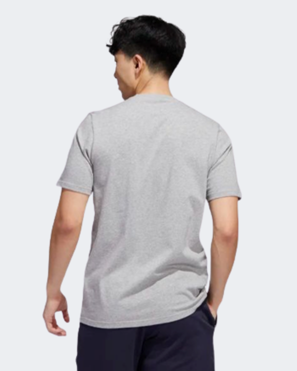 Adidas Basics Emblem Graphic Men Sportswear T-Shirt Grey Heather Hk9179