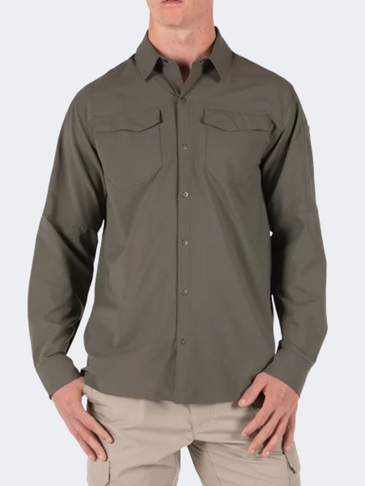 5-11 Brand Men Tactical Long Sleeve 72417-186 Freedom Flex Woven Ls Brown